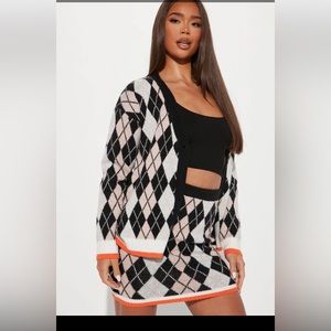 Plaid Sweater Skirt 2 Piece Set